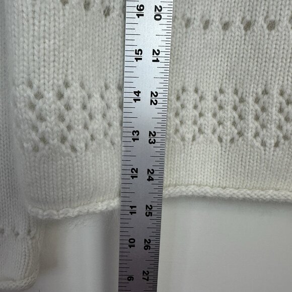 Pandemonium Angora Blend Lace Sweater Women XL Cream L/S Preppy Quiet Luxury - Picture 8 of 8